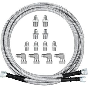 Mupera 6AN 70" Transmission Cooler Lines - Black Braided Transmission Lines Kit for GM Chevy Ford Turbo 700R4 4L60E 4L65E 4L80E, Heavy Duty Cooler Hose Fitting