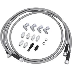 6AN 70’’ Transmission Cooler Hose Line kit, Compatible with GM Chevy Transmission 4L80E TH350 TH400 4L60E 700R4 200-4R TR6060 C5 AOD Stainless Steel Braided AN6 Adapter Fitting