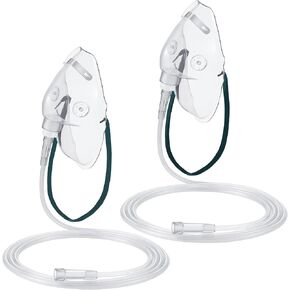 Geiserailie 2 PCS XL Oxygen Mask مع 6.6 قدم أنابيب وحزام مرن قابل للتعديل ، قناع الأكسجين البالغ مع أنابيب ، أقنعة الأكسجين الشفافة للوجه البالغ