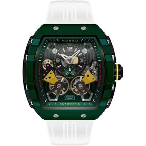 Nubeo Men's 48mm Magellan Double Barrel Automatic Watch with Rubber Strap NB-6100
