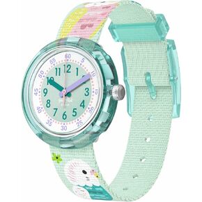 Flik Flak Unisex Kids Watch Casual Green Bio-sourced Quartz Happy Budgies