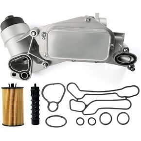 Engine Oil Cooler Filter Housing Assembly Adapter with Gaskets Compatible with 2008-2019 Chevy Cruze Sonic Aveo Malibu, Buick Cascada, Pontiac G3, Saturn Astra 1.6L 1.8L Replaces 918-432 25199751