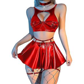 Lilosy Sexy Stocking Chocker Strappy Underwire O Ring Push Up Garter Belt Women Skirt 5 Piece