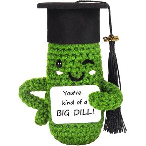 Primo Lines 2025 Graduation Gift - Handmade Crochet Emotional Support Pickle Doll with Cap, 4.73" Cute Knitted Potato Plushie, Unique Keepsake for Graduates, Friends & Anxiety Relief