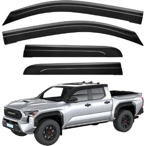 JOYTUTUS Low Profile Rain Guards Compatible with 2024 2025 Tacoma Double Cab Outside Mount Window Vent Visor Tape-On Window Deflectors Vent Shades 4th Gen Tacoma Accessories