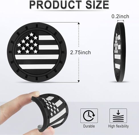 JUSTTOP Car Cup Holder Coaster,American Flag Non-Slip Insert Car Cup Coaster,Car Accessories Interior for Women and Man,4 Pack Black in Kuwait