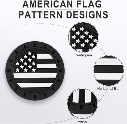 JUSTTOP Car Cup Holder Coaster,American Flag Non-Slip Insert Car Cup Coaster,Car Accessories Interior for Women and Man,4 Pack Black in Kuwait