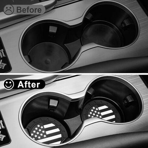 JUSTTOP Car Cup Holder Coaster,American Flag Non-Slip Insert Car Cup Coaster,Car Accessories Interior for Women and Man,4 Pack Black in Kuwait