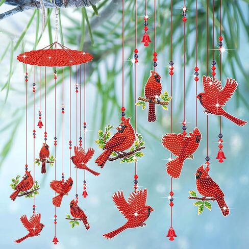 Yousoontic Pink Flamingo Diamond Painting Wind Chimes Pink Flamingo Wind Chime Kit Suncatcher Art DIY Hanging Diamond Art for Xmas Garden Outside Home Yard Gifts Decoration in Saudi Arabia