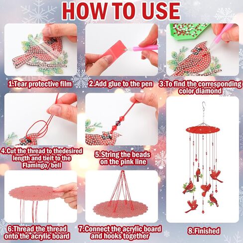 Yousoontic Pink Flamingo Diamond Painting Wind Chimes Pink Flamingo Wind Chime Kit Suncatcher Art DIY Hanging Diamond Art for Xmas Garden Outside Home Yard Gifts Decoration in Saudi Arabia