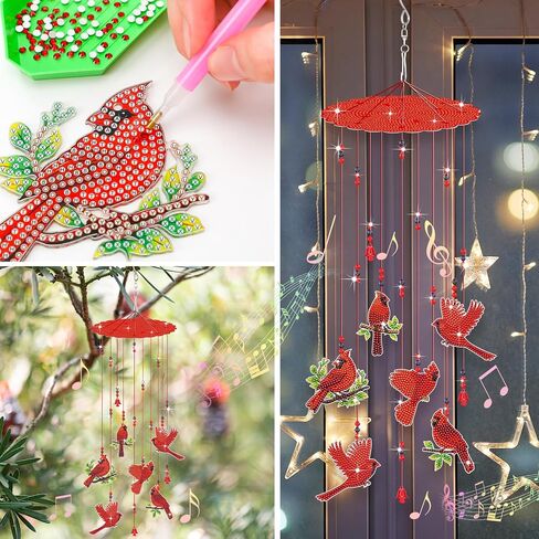 Yousoontic Pink Flamingo Diamond Painting Wind Chimes Pink Flamingo Wind Chime Kit Suncatcher Art DIY Hanging Diamond Art for Xmas Garden Outside Home Yard Gifts Decoration in Saudi Arabia