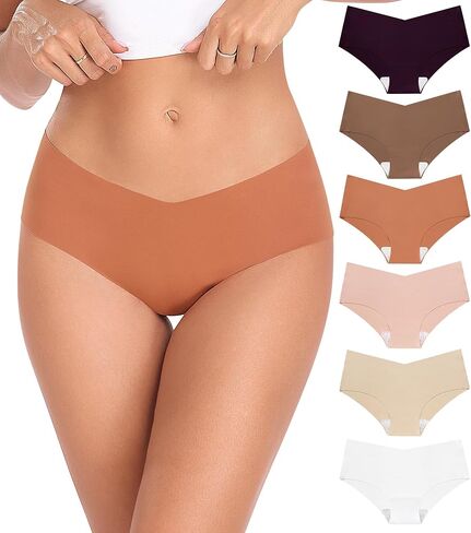 Xibing Seamless Underwear for Women No Show Panties Cheeky Bikini Underpants Soft Stretch Invisible Hipster 6-Pack Size XS-XL in Kuwait