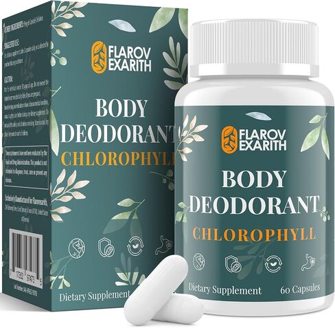 Women's Body Deodorizing Supplement – Chlorophyll Capsules for Body Odor, Fresh Breath & Gut Detox, For Workouts & Social Confidence – Vegan with Matcha Green Tea, Apple Cider Vinegar (60 Caps) in Saudi Arabia