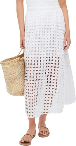 Ailoqing 2025 Summer Casual Long Skirt for Women Cotton Eyelet Beach Maxi Skirt with Underneath in Kuwait
