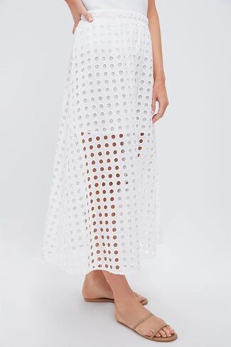 Ailoqing 2025 Summer Casual Long Skirt for Women Cotton Eyelet Beach Maxi Skirt with Underneath in Kuwait