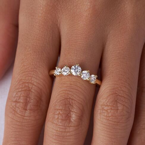 حلقات زفاف الخواتم الخلوية Moissanite خواتم الخطبة D Color VVS1 Clarity Round Brilliant Cut 925 Sterling Silver 5 Stones Rings Rings for Women with Hight in Kuwait