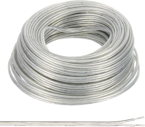 PATIKIL 65.6Ft 26/2 PVC Covered Copper Wire, 300V Soft Speaker Wire Insulated Heat Resistant Electronical Flexible Cable for LED Light Strip Audio Speaker Sound System, Clear, UL Listed in Saudi Arabia