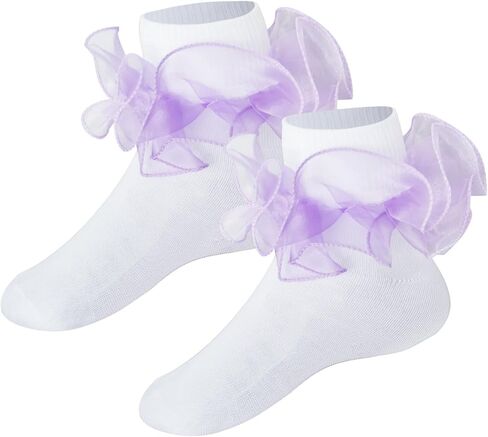1 Pairs Soft Cotton Ruffle Sock Girls Casual White Socks for School Uniform Dress Socks in Kuwait