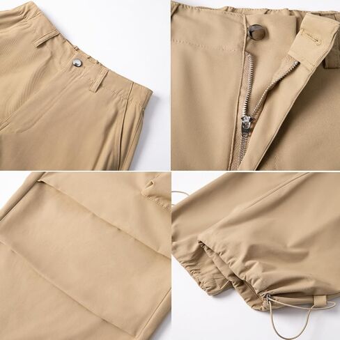 Wzikai Womens Parachute Cargo Pants Y2K سراويل شحن فضفاضة ساق واسعة من الركض غير الرسمي مع جيوب in Kuwait