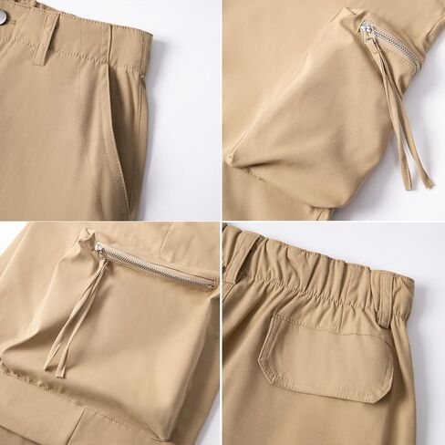 Wzikai Womens Parachute Cargo Pants Y2K سراويل شحن فضفاضة ساق واسعة من الركض غير الرسمي مع جيوب in Kuwait