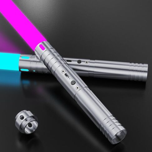 Lightsaber, 2 in 1 Dueling Light Sabers with Metal Hilt Rechargeable Light Saber 15 RGB Colors 4 Modes Fx Battle Sound, Lightsabers for Kids Adults Christmas (Black 2 Pack) in Saudi Arabia