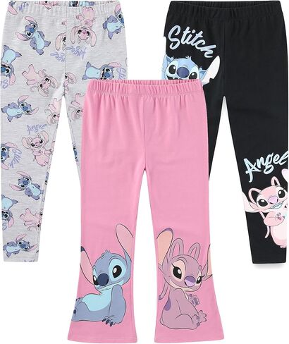 Disney Lilo & Stitch ، Minnie Mouse ، Frozen Princess Girls 3 Pack Legging Pants for Little Kids to Big Kids in Kuwait
