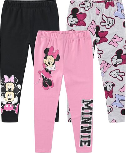 Disney Lilo & Stitch ، Minnie Mouse ، Frozen Princess Girls 3 Pack Legging Pants for Little Kids to Big Kids in Kuwait