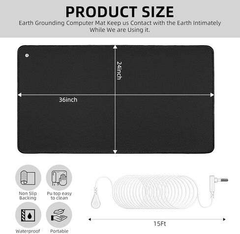 طقم حصيرة التأريض لطاقة التأريض الصحي ، وسادة التأريض للنوم مع معصم الأساس وحبل التأريض الذي يبلغ طوله 15 قدمًا ، لتحسين النوم وتقليل القلق (12 × 24 بوصة) in Kuwait