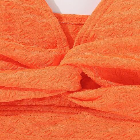 Girls Swimsuit Solid Bathing Suit 2 Piece Twist Cross Adjustable Straps Bikinis for Teen Girls with Chest Pad in Kuwait