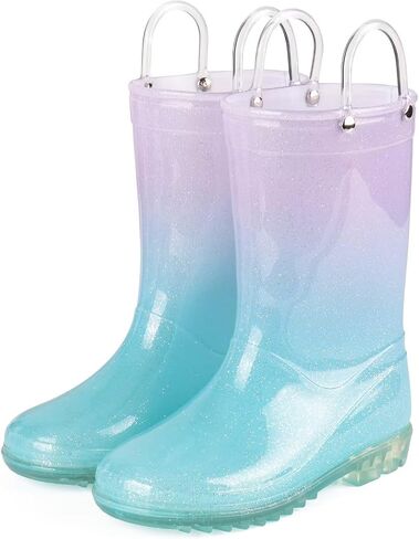 JUDIS Kids Glitter Rain Boots Girls Waterproof Rain Shoes with Easy-on Handles in Saudi Arabia