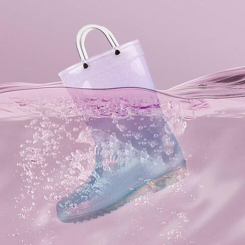 JUDIS Kids Glitter Rain Boots Girls Waterproof Rain Shoes with Easy-on Handles in Saudi Arabia