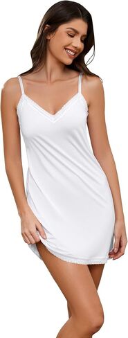H Hiamigos Slip Slip Dress Lace قابلة للتعديل الفساتين الحزام للنساء ضد العنق الكامل انزلاق ساتان ميني كامي in Kuwait