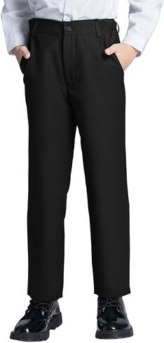 DHTS Boys Dress Pants (Size 2-20 Years) Slim Fit Uniform Pants for Toddler & Teens in Saudi Arabia