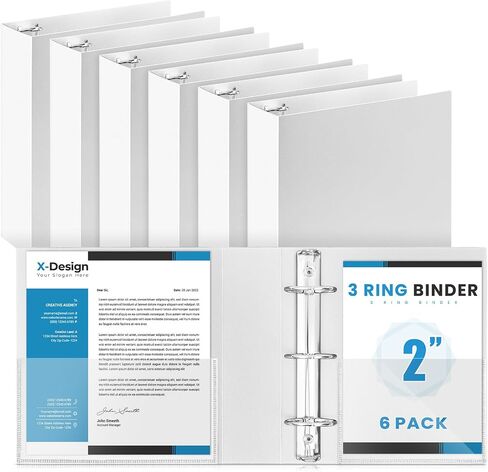 Henoyso 6 Pcs Mini Durable 3 Ring Binder 2" Round Rings with 2 Insert Pockets, Fits 5.5" x 8.5" Paper, holds up to 375 sheets Black Three Rings Plastic Mini Binders for School, Office Use, Photo Album in Saudi Arabia