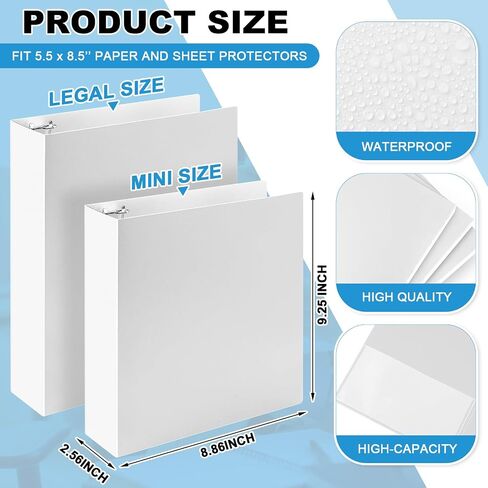 Henoyso 6 Pcs Mini Durable 3 Ring Binder 2" Round Rings with 2 Insert Pockets, Fits 5.5" x 8.5" Paper, holds up to 375 sheets Black Three Rings Plastic Mini Binders for School, Office Use, Photo Album in Saudi Arabia