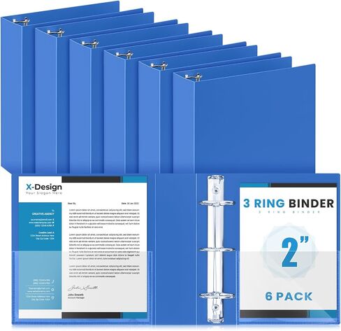 Henoyso 6 Pcs Mini Durable 3 Ring Binder 2" Round Rings with 2 Insert Pockets, Fits 5.5" x 8.5" Paper, holds up to 375 sheets Black Three Rings Plastic Mini Binders for School, Office Use, Photo Album in Saudi Arabia