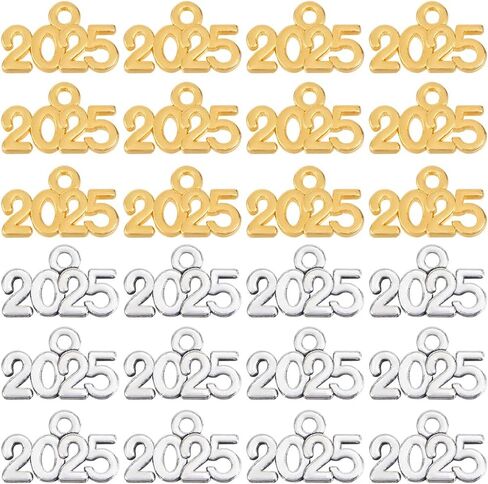 1 Box 100pcs 2025 Charm Bulk Gold Year Charms Alloy Rose Gold Antique Silver Bronze Years Number Letter Charm for Jewelry Making Charms Graduation Tassel Necklaces Bracelets Crafts DIY in Saudi Arabia