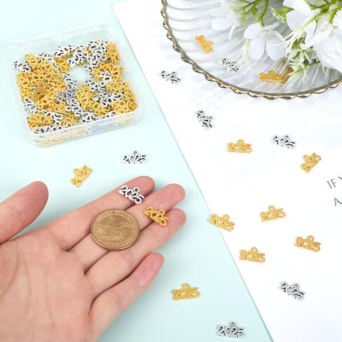1 Box 100pcs 2025 Charm Bulk Gold Year Charms Alloy Rose Gold Antique Silver Bronze Years Number Letter Charm for Jewelry Making Charms Graduation Tassel Necklaces Bracelets Crafts DIY in Saudi Arabia
