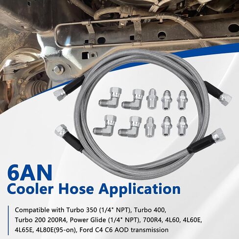 مجموعة خراطيم برودة 6an 70 '' ، متوافقة مع GM Chevy Transmission 4l80e Th350 Th400 4l60e in Saudi Arabia
