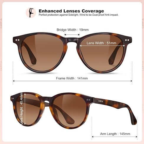 Carfia Retro Womens Sunglasses استقطاب خلات بيضاوية متين 5 برميل مفصلات UV400 حماية in Kuwait