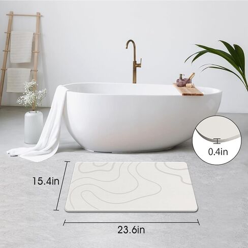 Stone Bath Mat Diatomaceous Earth Shower Mat Non-Slip Super Absorbent Diatomite Stone Mats for Bathroom Floor Quick-Drying Easy to Clean (24''*16'' Grey) in Saudi Arabia