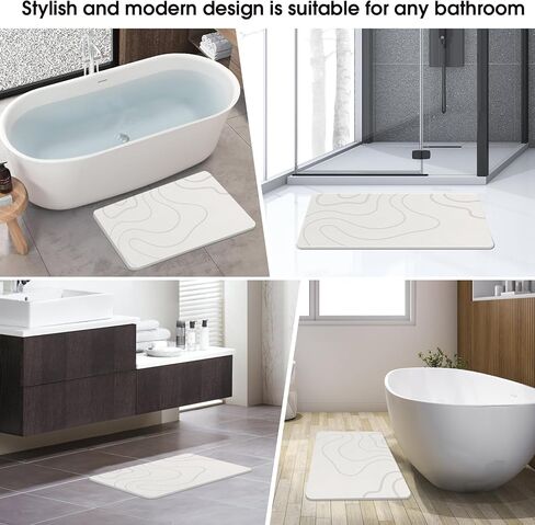 Stone Bath Mat Diatomaceous Earth Shower Mat Non-Slip Super Absorbent Diatomite Stone Mats for Bathroom Floor Quick-Drying Easy to Clean (24''*16'' Grey) in Saudi Arabia