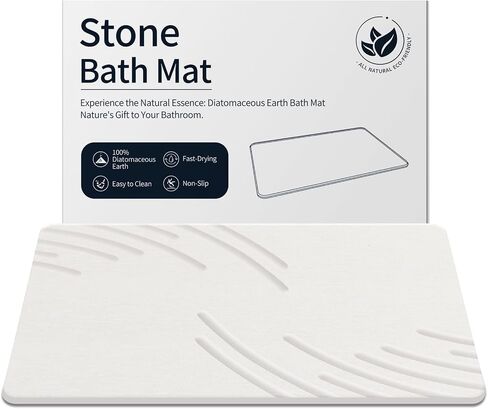 Stone Bath Mat Diatomaceous Earth Shower Mat Non-Slip Super Absorbent Diatomite Stone Mats for Bathroom Floor Quick-Drying Easy to Clean (24''*16'' Grey) in Saudi Arabia