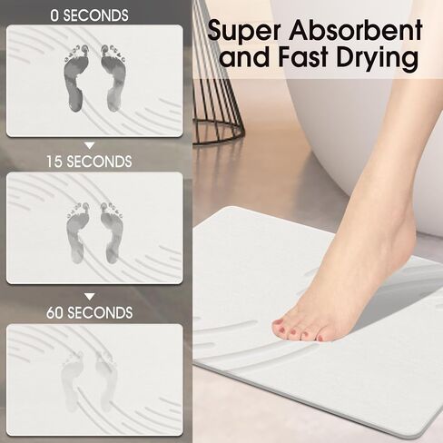 Stone Bath Mat Diatomaceous Earth Shower Mat Non-Slip Super Absorbent Diatomite Stone Mats for Bathroom Floor Quick-Drying Easy to Clean (24''*16'' Grey) in Saudi Arabia