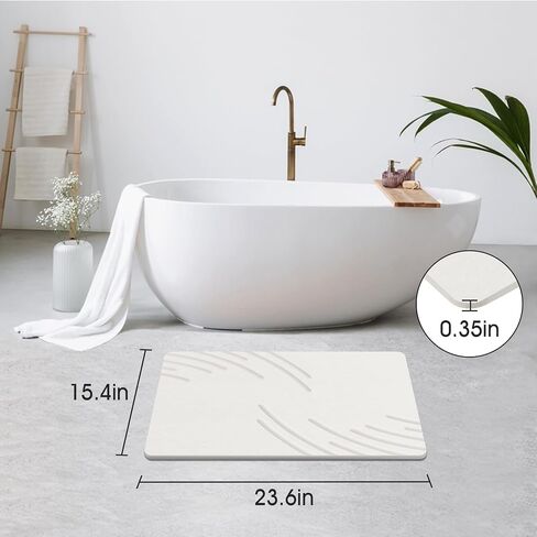 Stone Bath Mat Diatomaceous Earth Shower Mat Non-Slip Super Absorbent Diatomite Stone Mats for Bathroom Floor Quick-Drying Easy to Clean (24''*16'' Grey) in Saudi Arabia