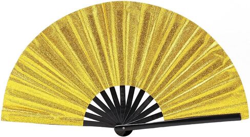 Folding Fan UV Glow Rave Bamboo Summer Hand Fan Dollar Decoration Dancing Party Wedding Night Club Concert Festival Large (Multicoloured-13, M) in Saudi Arabia