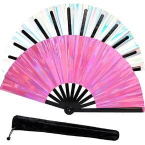 Fans for Line Dancing, Boots on The Ground Hand Fan, Clack Fans That Make Sounds for Women Foldable, Hand Pop Fans Clacking (Laser Pink)