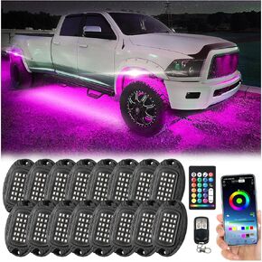 8 Pods Segmented Metal RGB LED Rock Lights Kit with APP/RF Remote Control, Upgraded Underglow Lights Waterproof Multi Color 12v Aluminum Underbody Lights for Trucks Jeep ATV UTV Golf Cart Offroad