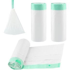 60pcs Cat Litter Durable Drawstring Replacement Part,Extra Thick Waste Drawer Liners for Robot 4 and 3(White)
