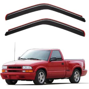 Lightronic Extra Durable Clip-on In-Channel Auto Vent Window Visor, Fits 94-03 Chevrolet S10 & GMC Sonoma, 95-05 Chevy Blazer & GMC Jimmy, UV-Protect Rain Guard, Original Window Deflector, Smoke, 2Pcs